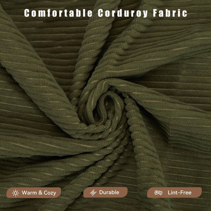 Folding Mattress Lounge Sofa with Corduroy Cushions, Convertible Sofa Bed Sleeper Sofa with Removable Armrests