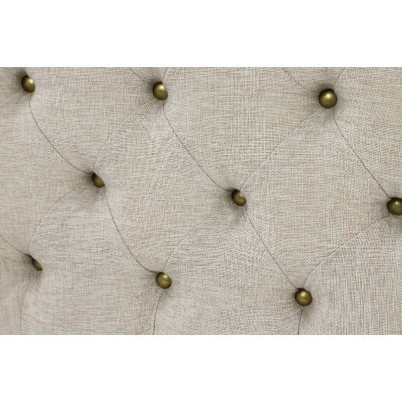 Linen Fabric Tufted Ottoman - Beige - Roche River Decor