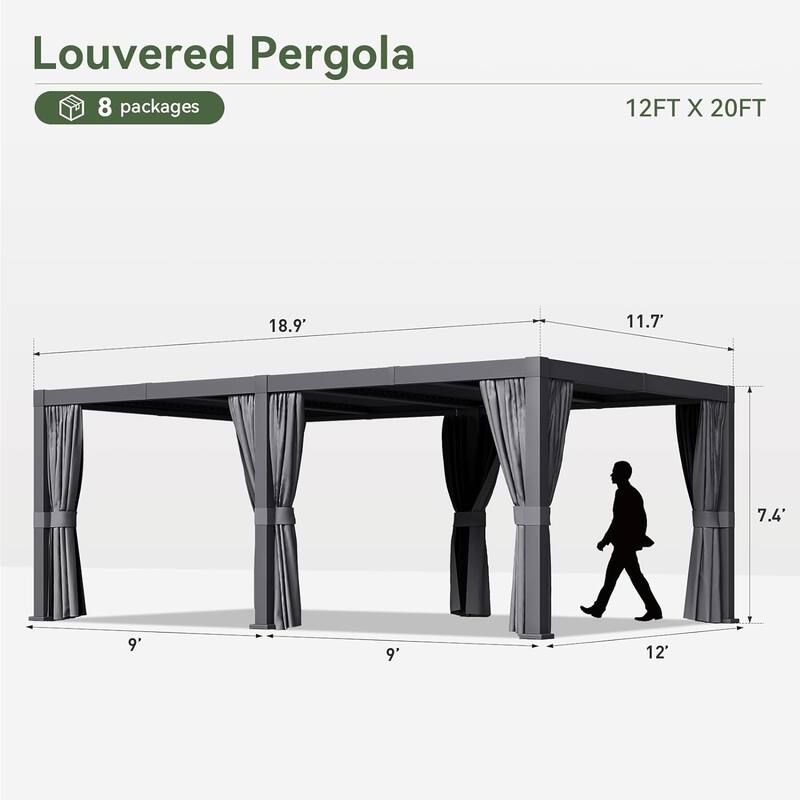 Louvered Pergola 10' x 12' Outdoor Aluminum Pergola