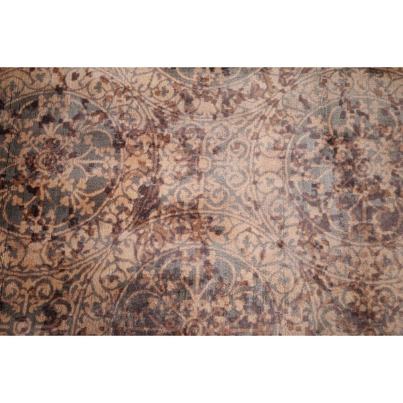 All-Over Abstract Indian Area Rug Hand-Knotted Wool Carpet - 8'3"x 11'9"