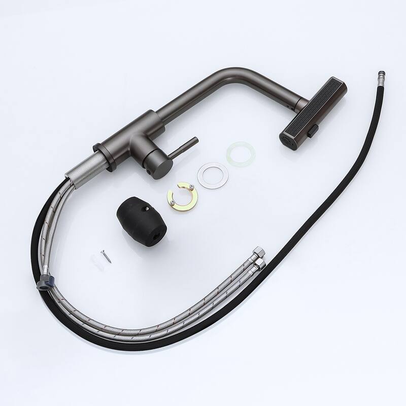 Waterfall Single Hole Kitchen Faucets with Soap Dispenser, Pull Down Sprayer and cUPC Supply Lines