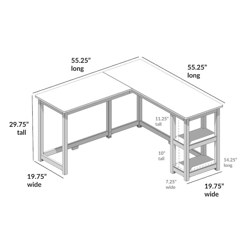 Plank and Beam Corner Desk w/ Shelves