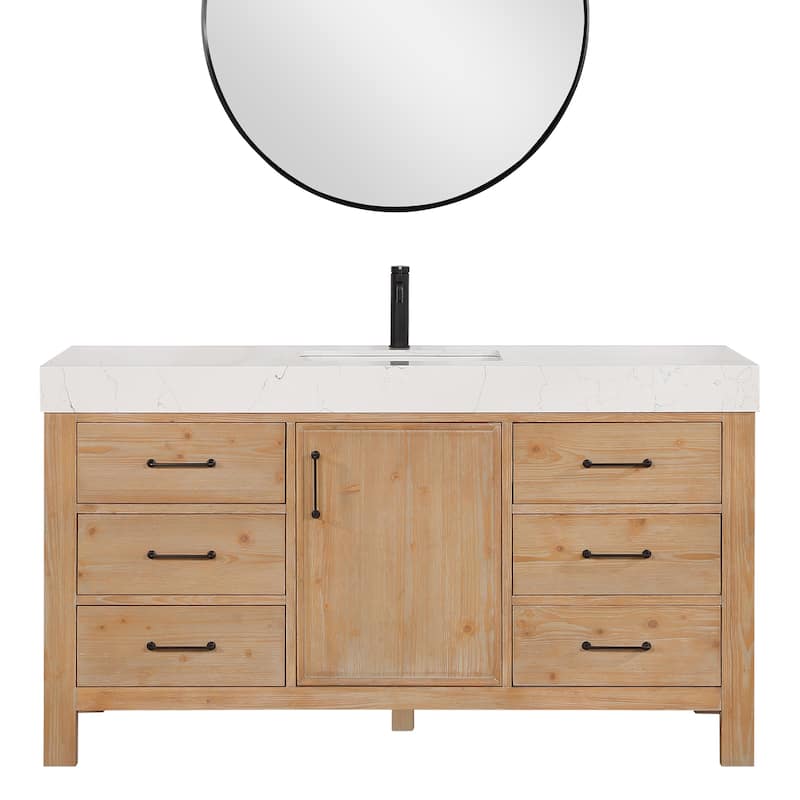 Leon 60 in. Single Bathroom Vanity with Composite Stone Top