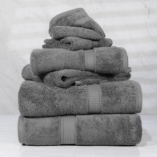 Superior Egyptian Cotton 6 Piece Towel Set Ultra Plush & Absorbent Bath, Hand & Face Towels, Heavyweight Spa Quality