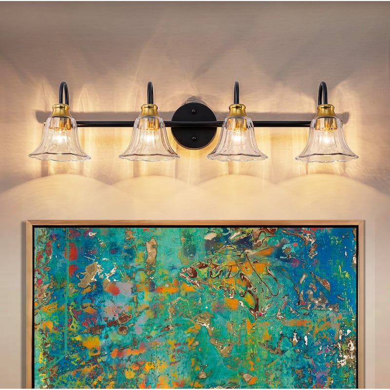 Modern Industrial 3/4-Light Bathroom Vanity Light with Clear Glass Shades