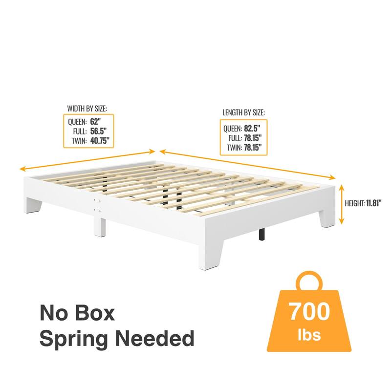 Wood Platform Bed and Mattress Bundle - Bed Frame with 8 in. Gel Memory Foam Mattress Included, Easy Assembly