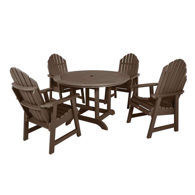 Hamilton 5-piece Outdoor Dining Set - 48" Round Table, Dining-height - Weathered Acorn