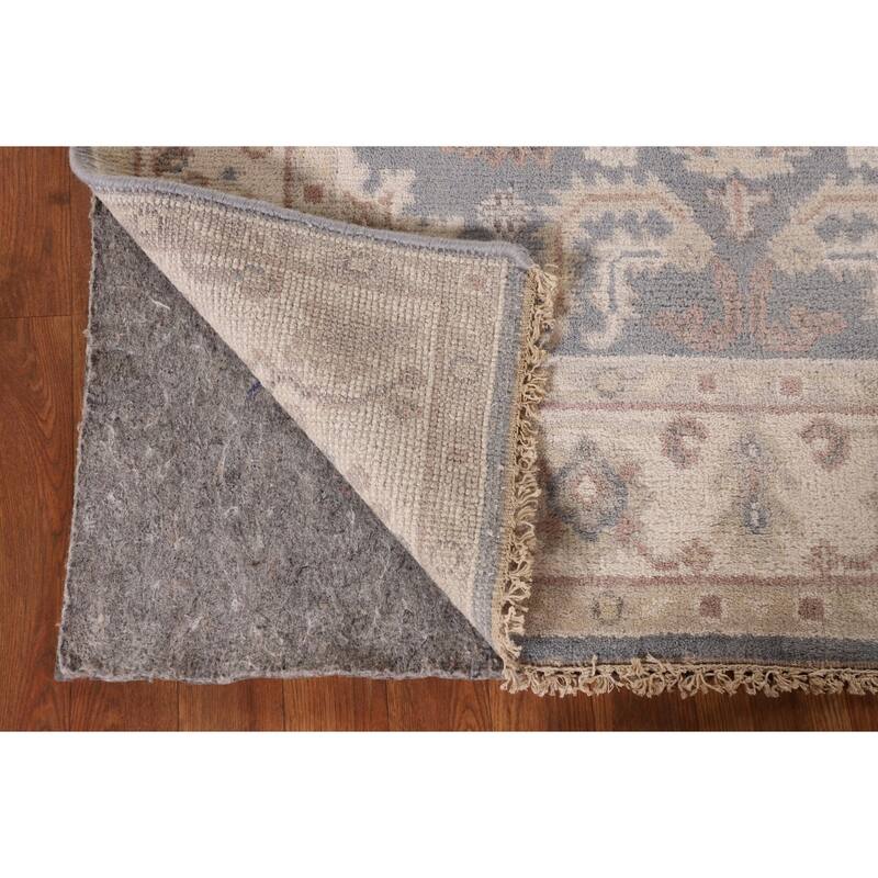 Geometric Oushak Oriental Area Rug Hand-Knotted Wool Carpet - 3'11"x 5'10"