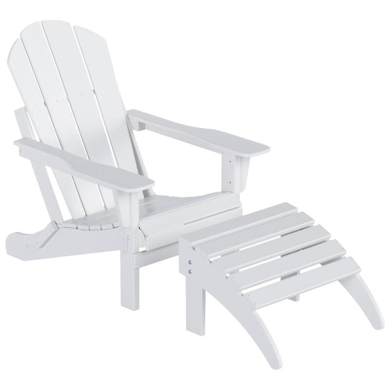 POLYTRENDS Laguna Eco-Friendly All-Weather Outdoor Patio Foldable Adirondack Chair Ottoman