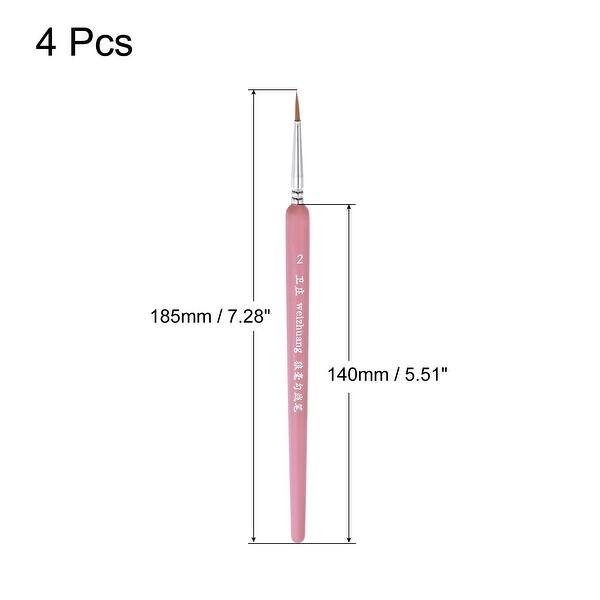 slide 3 of 6, Detailing Paint Brush 0.53" Bristle Length with Pink Wood Handle 4Pcs Pink