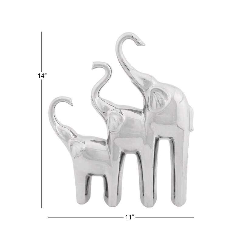 Ceramic Elephant Decorative Sculpture - Silver - Roche River Decor