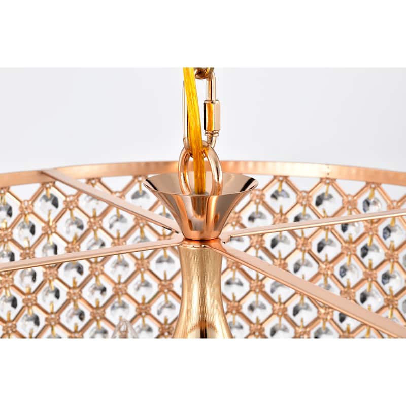Lucilia 18 Inch Modern-Glam Style Gold Polished Finish Pendant Crystal Lighted Chandelier 4-Light - N/A