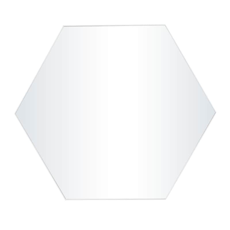 Contemporary Hexagon Wood Wall Mirror - Multiple Finishes and Sizes