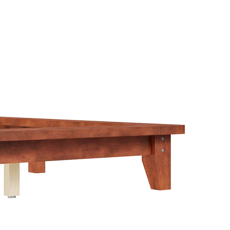 Minimalist Wood Platform Bed Frame with Headboard by Harper&Bright Designs