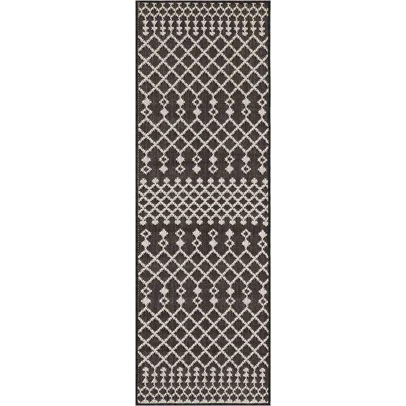 Nourison Positano Indoor/Outdoor Moroccan Area Rug - 2' x 6' - Black