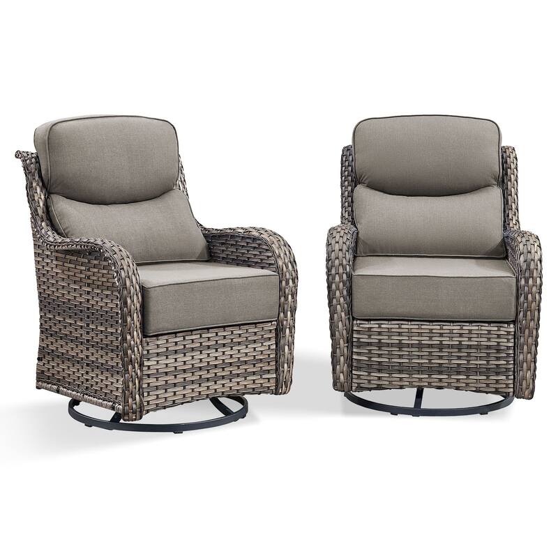 Arcadia 5-Piece Wicker Patio Swivel Glider Set with 6-Inch Thick Cushions
