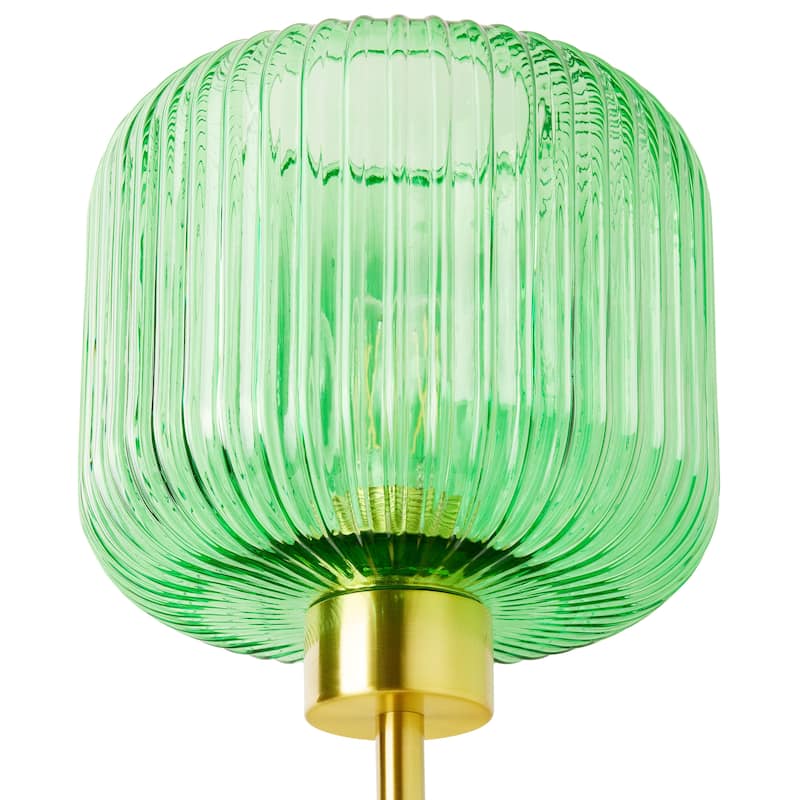 Rowan River of Goods 21.25-Inch Brushed Gold Metal Table Lamp with Glass Shade