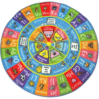 KC Cubs ABC Alphabet, Seasons, Months & Days of The Week Educational Learning & Game Oval Area Rug Carpet for Kids and Children