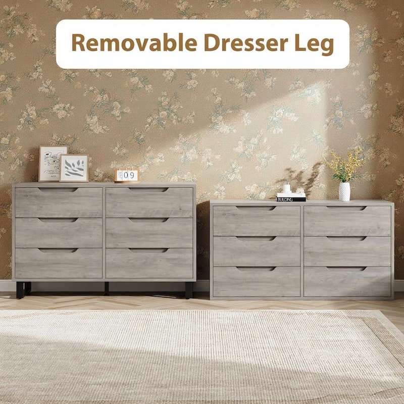 6 Drawers Wood Dressers, with Storage, 47.2"