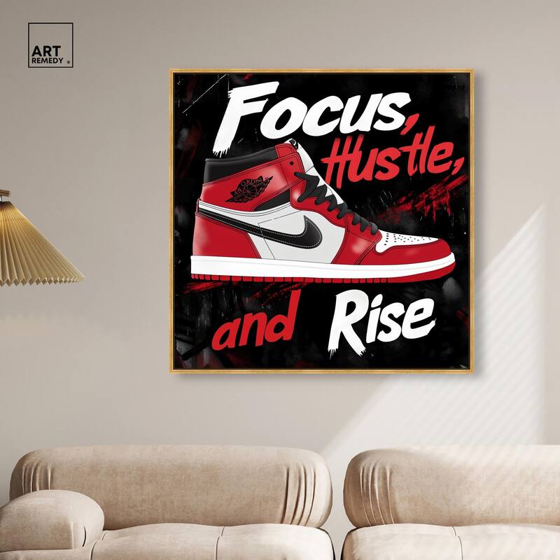 Hustle and Rise Sneaker Red Canvas by Art Remedy