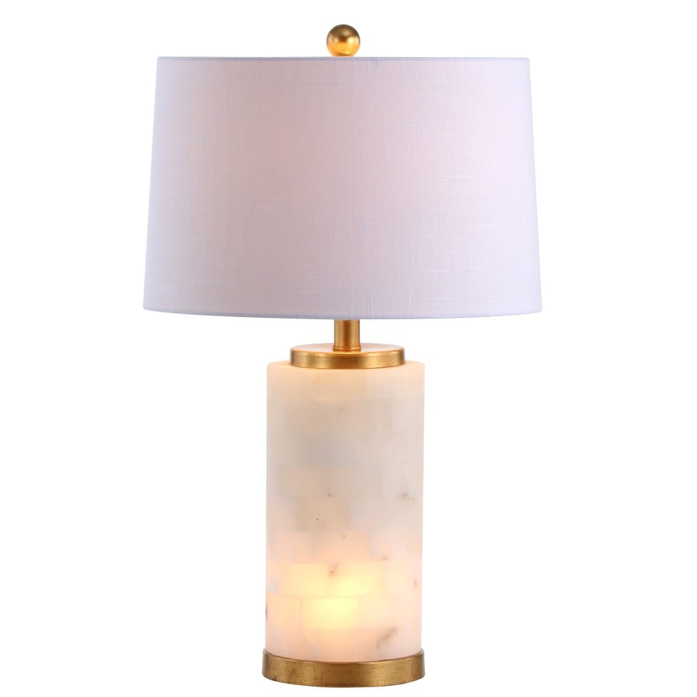 Versailles 25.5" Alabaster LED Table Lamp, White/Gold Leaf by JONATHAN Y