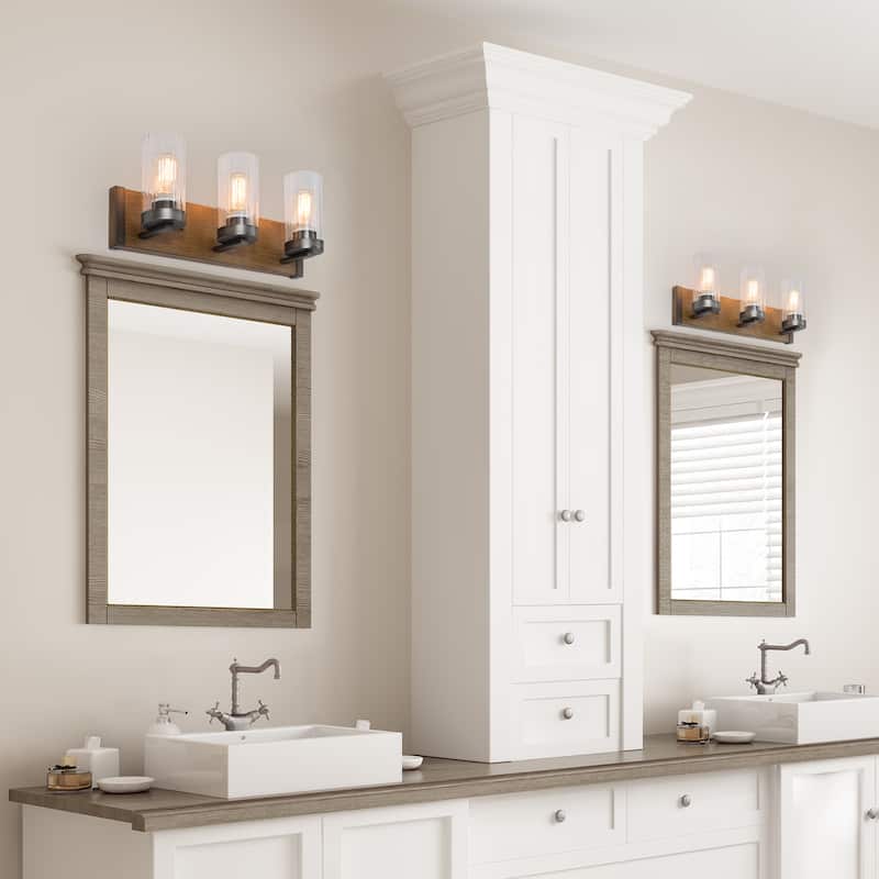 Fora Modern Farmhouse 3-Light Bathroom Vanity Lights Glass Wall Sconces ...