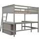 preview thumbnail 12 of 18, Full size Loft Bed with Shelves and L-shape Desk, Grey