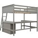 preview thumbnail 12 of 18, Multifunctional Design Loft Bed with Ladder, Two Shelves and L-shape Desk, Full size, Grey