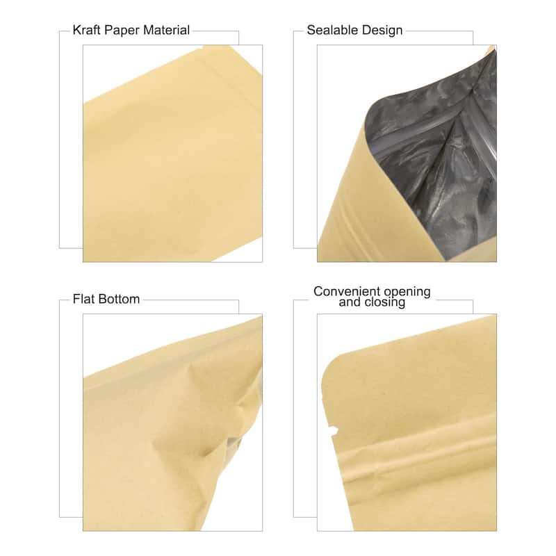Kraft Paper Sealable Bags for Food Storage, Yellow