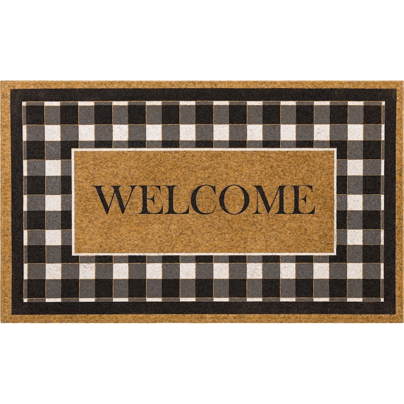 Mohawk Home Faux Coir Novelty Impressions Doormat - Fall Welcome Check Natural