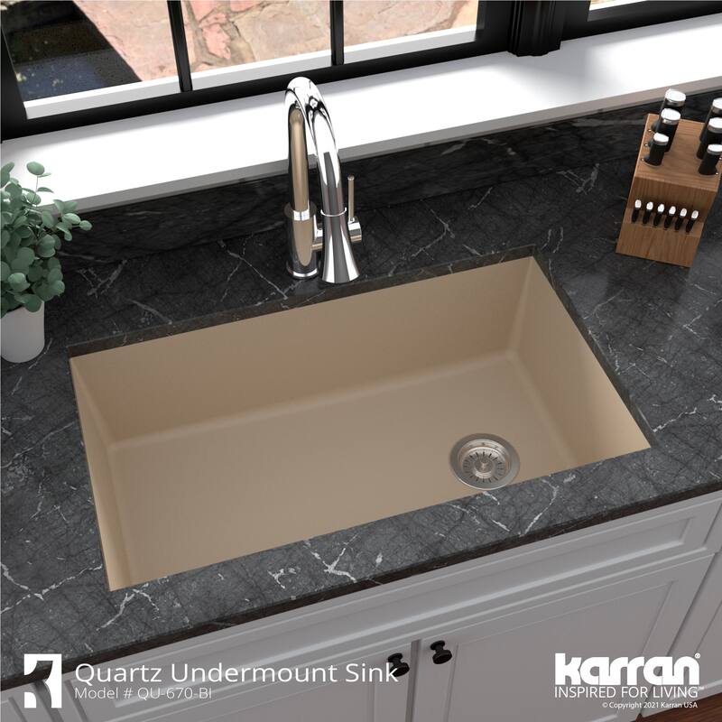 Karran Undermount Quartz 32 in. Single Bowl Kitchen Sink Kit