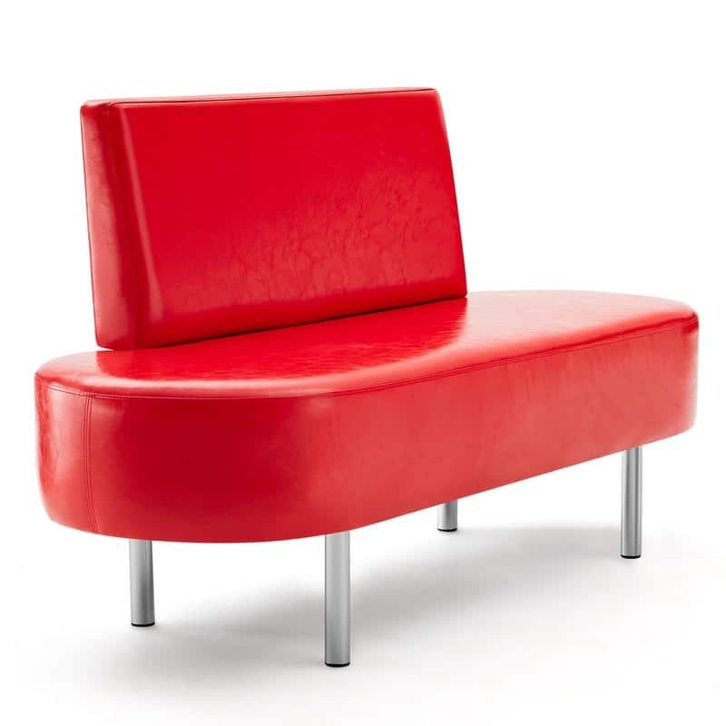 Waiting Room Benches with Backrest, PU leather - Red