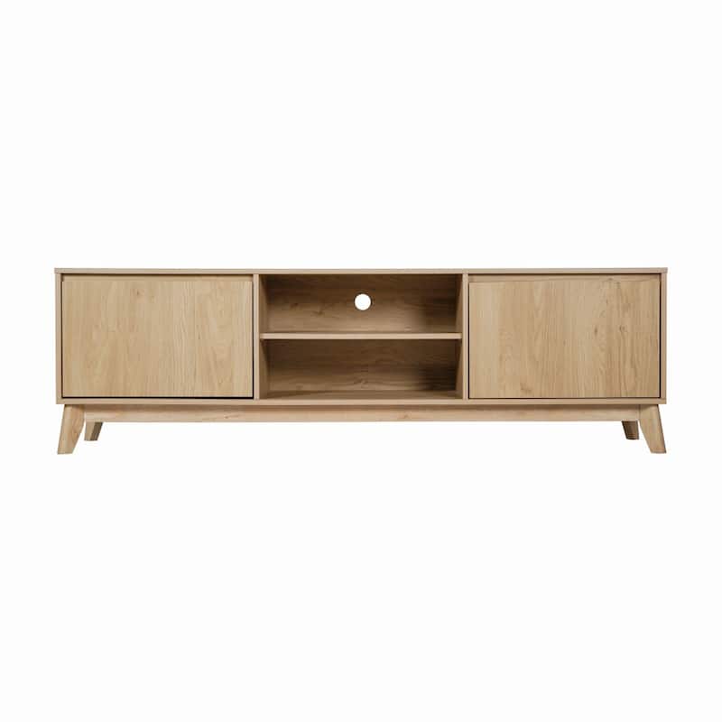 TV Stand with Adjustable Middle Shelf - Dual Soft Close Storage Doors
