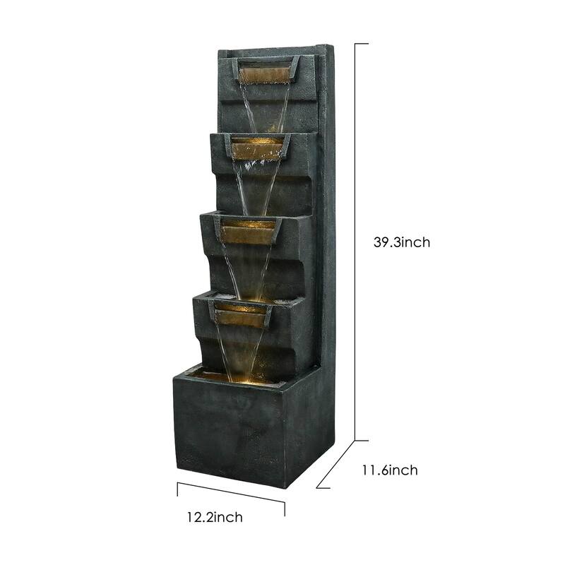 39.3in H Modern Outdoor Water Fountain Indoor Cascading Fountains