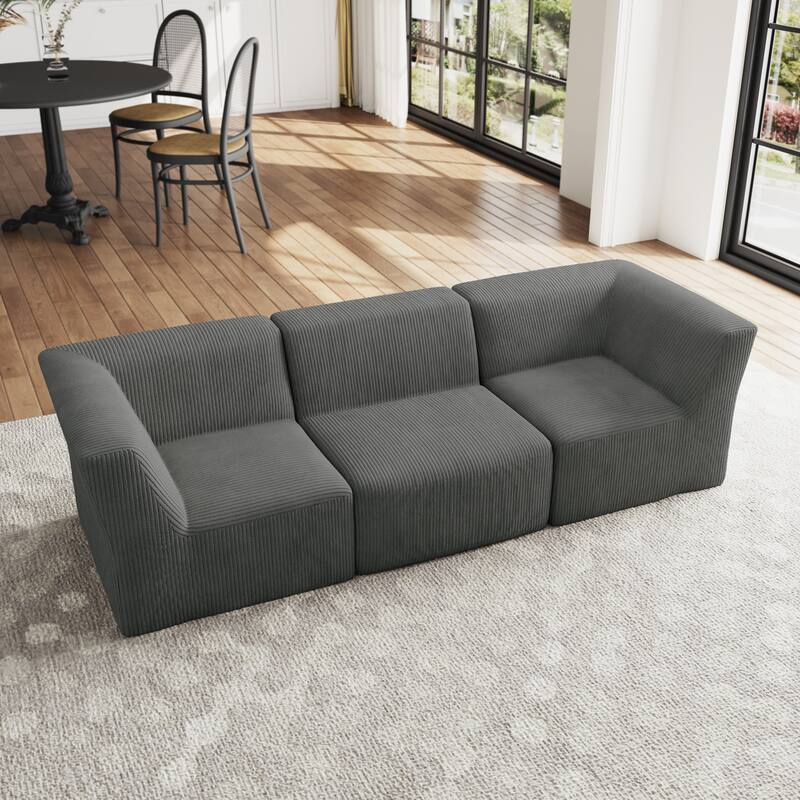Modern Corduroy Fabric Loveseats Sofa Sectional Sofa