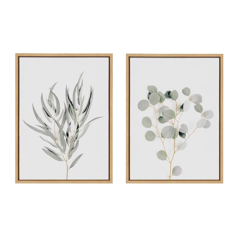 Kate and Laurel Sylvie Botanical Canvas by The Creative Bunch Studio - 2 Piece 18x24 - Plastic - Natural