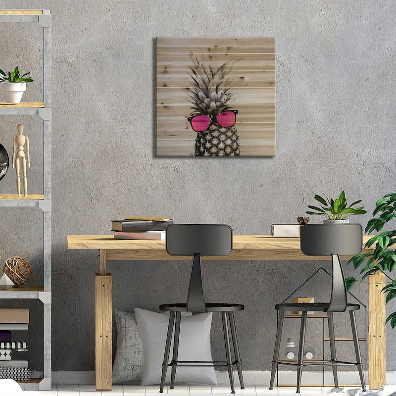 Mrs. Pineapple Print On Wood by Chelsea Victoria - Multi-Color