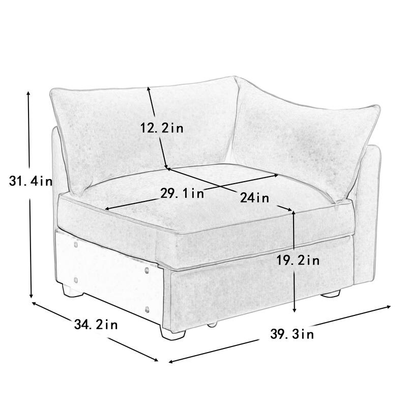 Velvet Sofa - Wheat, Chenille, 39x34x33 inches