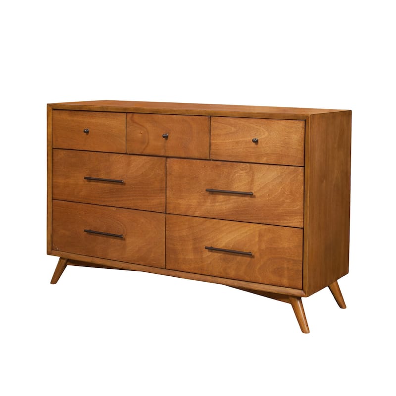 HomeRoots 56" Brown Solid Wood Seven Drawer Double Dresser