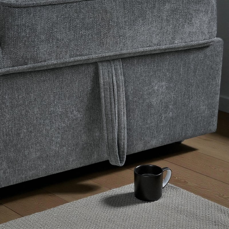 83.9" Convertible Sectional Sofa Bed with Dual Pull-Out Sleepers, Flip-Top Table, USB Ports, Cup Holder & Storage