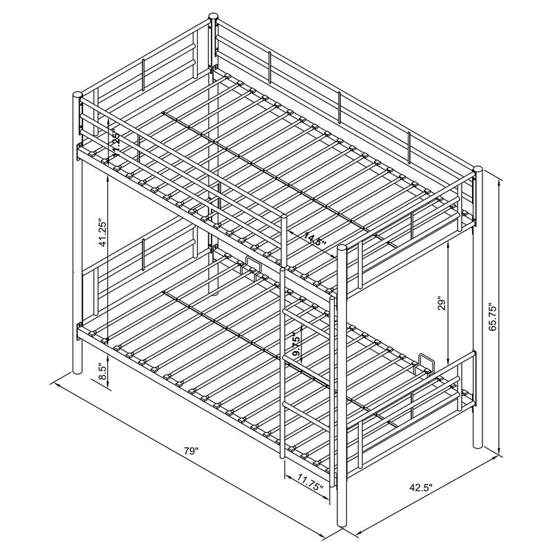 Hayward Contemporary Metal Frame Bunk Bed