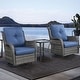 preview thumbnail 63 of 110, Pocassy 3-Piece Outdoor Swivel Bistro Set, Wicker Rocking Chairs