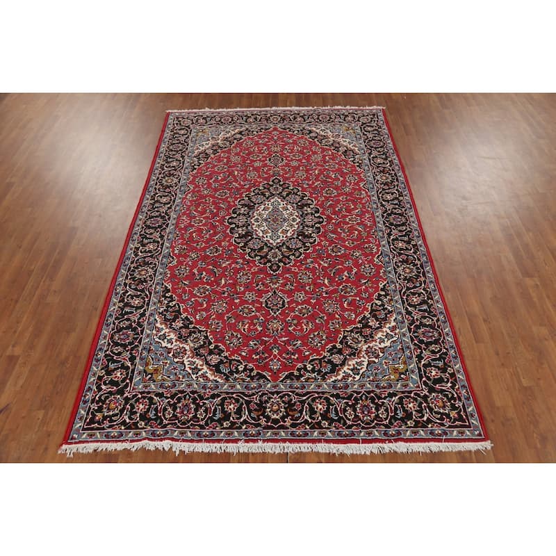 Traditional Floral Mashad Turkish Area Rug Red Machine Made Carpet - 6'5" x 9'9"