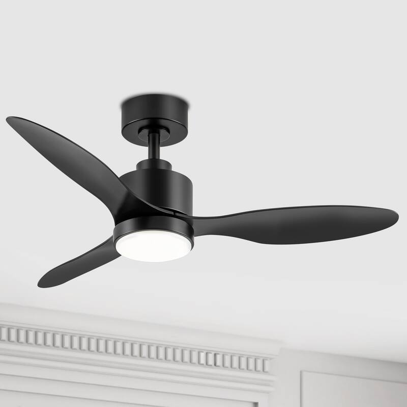 42 Inch LED Black/White Ceiling Fan with Lights Remote(3-Blade) - Black