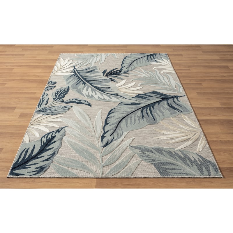 Sevita Botanical Textured Contemporary Indoor/Outdoor Area Rug