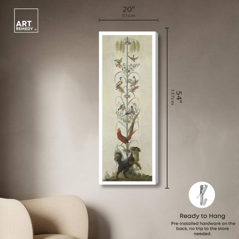 Birds and Flowers II Panoramic Canvas by Art Remedy, Gallery Wrapped