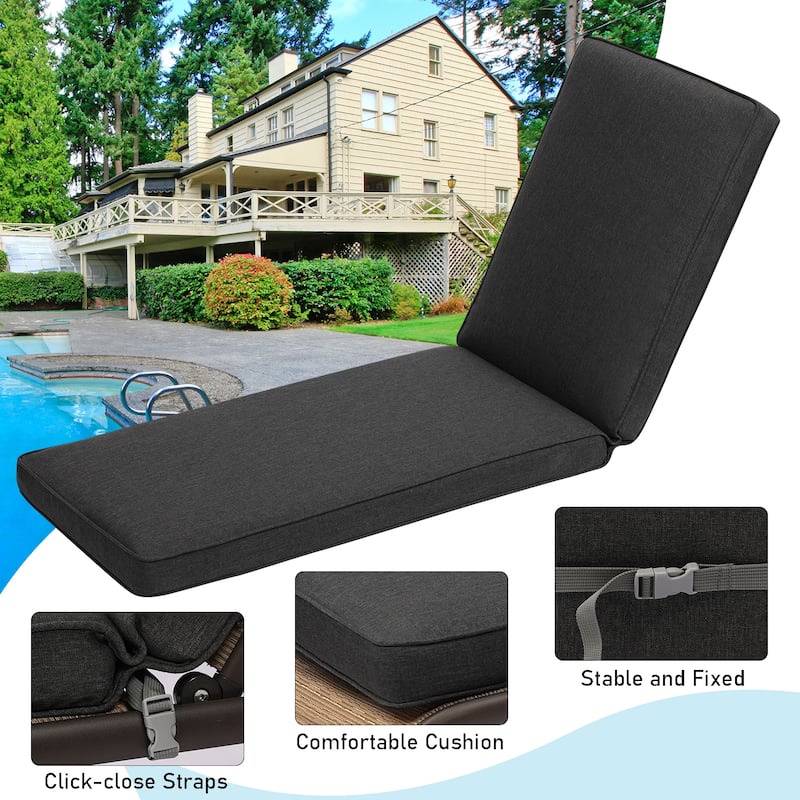 Aoodor Patio Chaise Lounger Cushions Set of 2, Olefin Fabric, Water-Resistant, 72x21x3 Inches(Only Cushions) - N/A