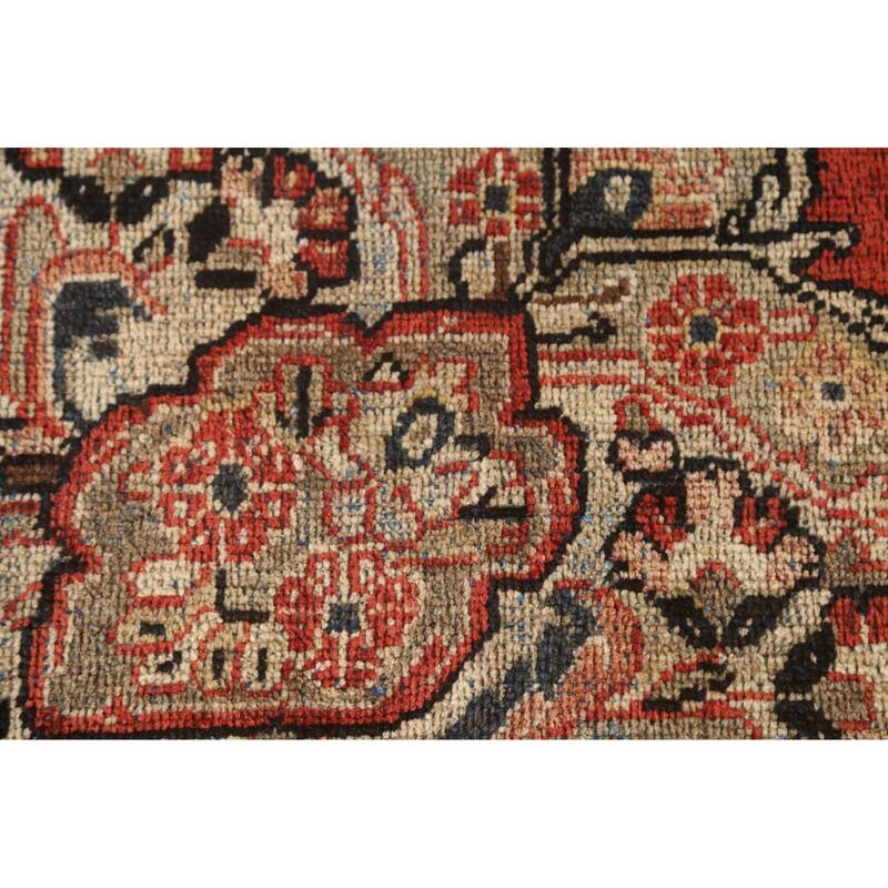 Mahal Persian Antique Area Rug Hand-Knotted Floral Wool Carpet - 8'11"x 12'3"