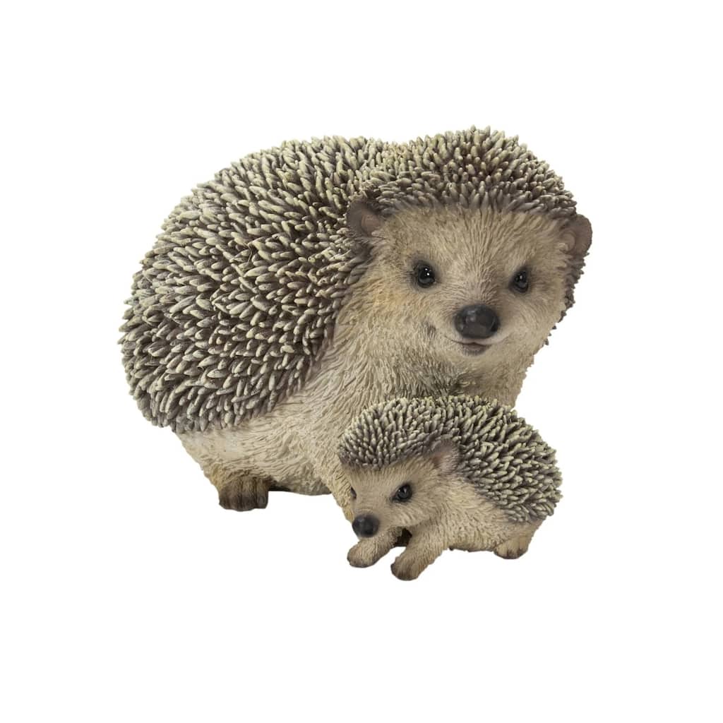 7.5" Mother and Baby Hedgehog Outdoor Garden Statue