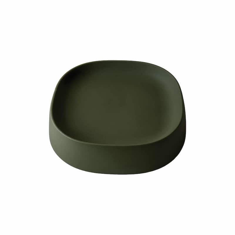 Pebble Modern Plant Caddy with Hidden Wheels - Small - Olive